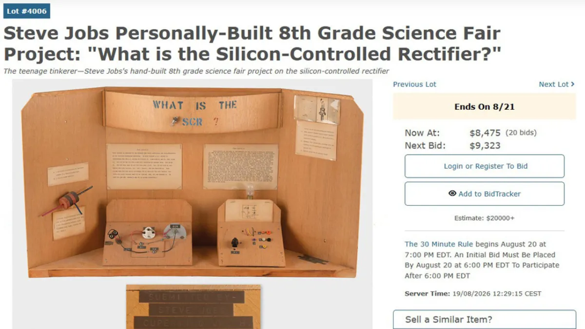 Teenage Steve Jobs' Science Project Auctioned, Fantastic Price Captivates Collectors