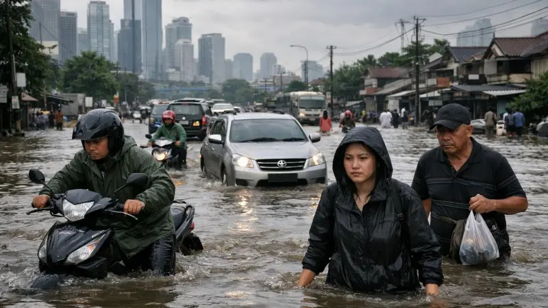 Banjir Parah Kepung Jakarta-Tangerang Semalam: Warga Terjebak, Aktivitas Lumpuh
